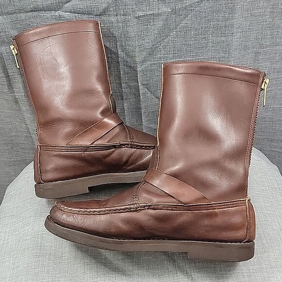 W.C Russell Moccasin Co Zephyr Boots Brown leather zip buckle hunting men's 8.5C - Picture 6 of 14